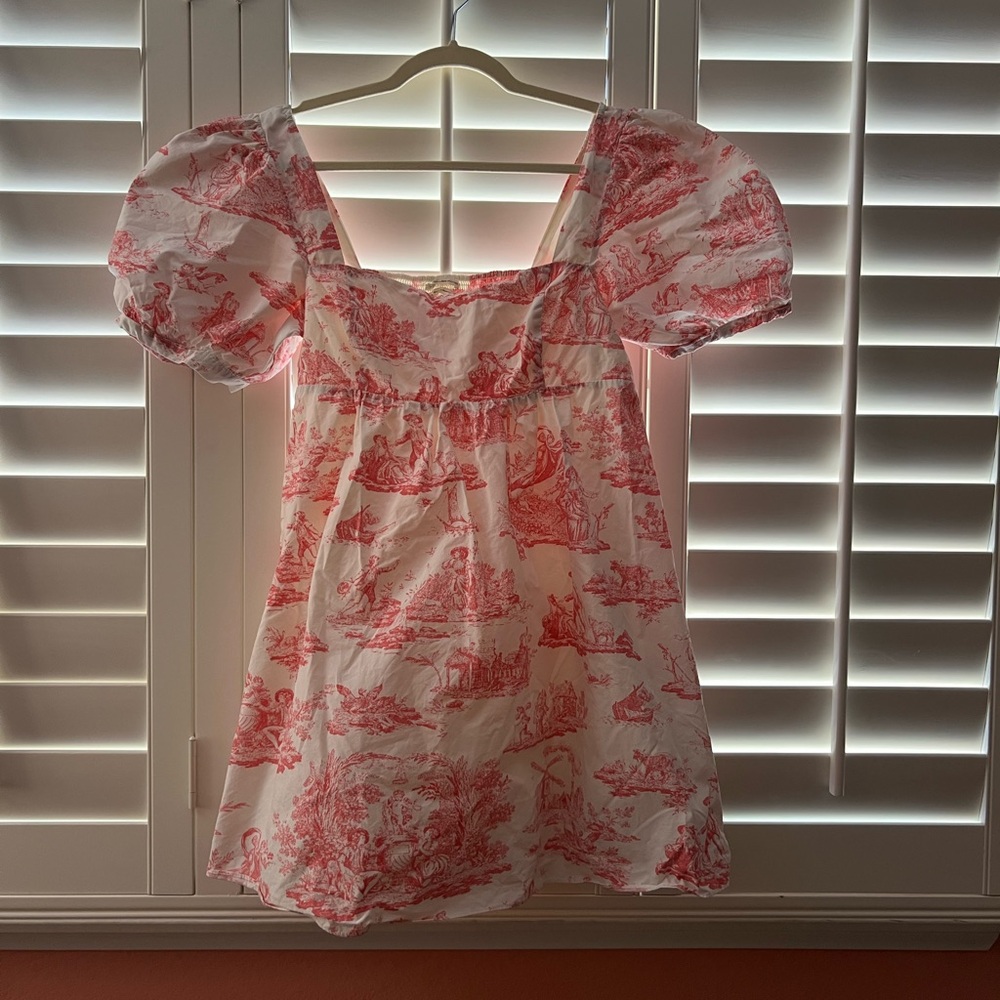 Urban Outfitters Penelope Laura Ashley Pink Toile Dress Large Sundress Cottage
